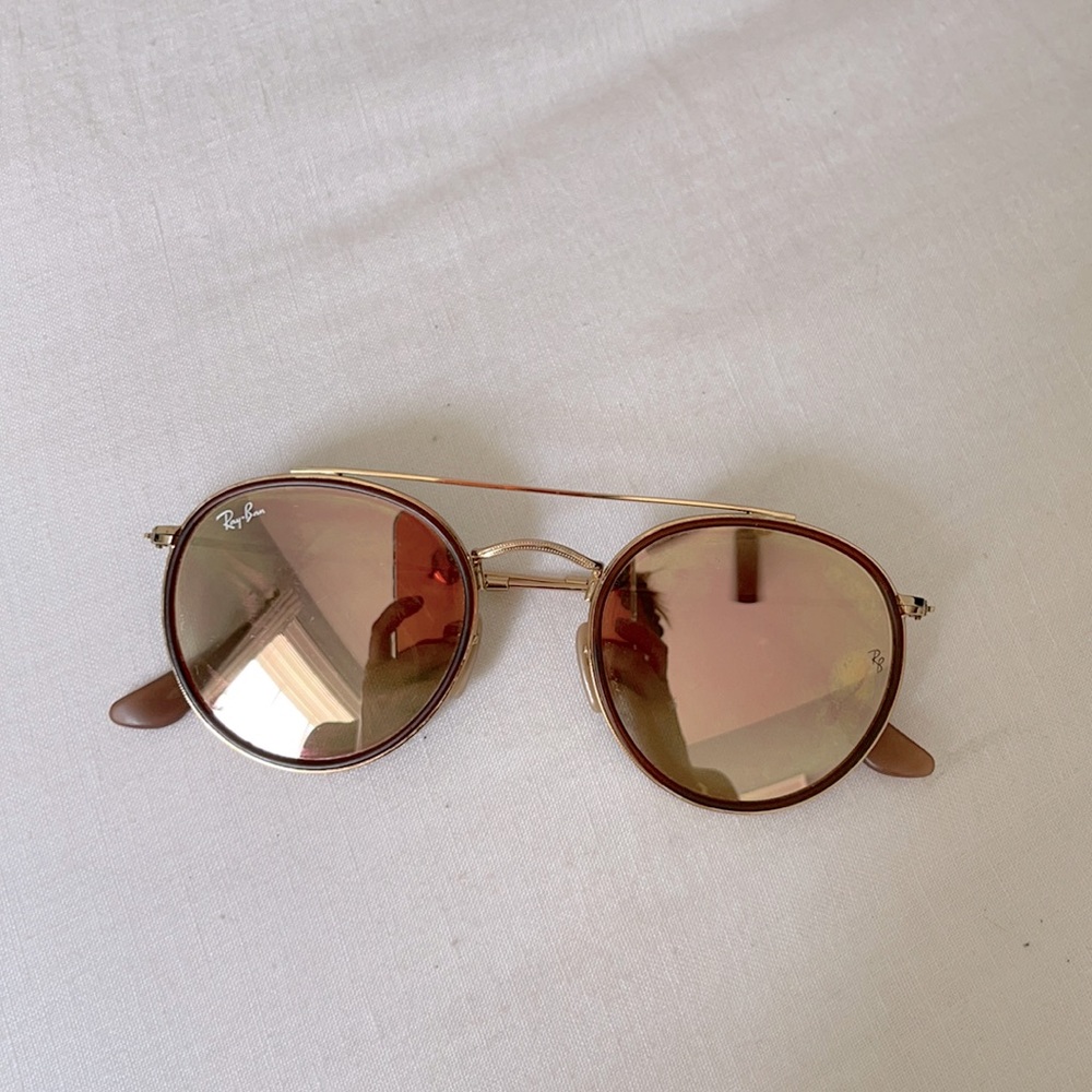RAY-BAN MIRRORED ROUND DOUBLE BRIDGE GLASSES